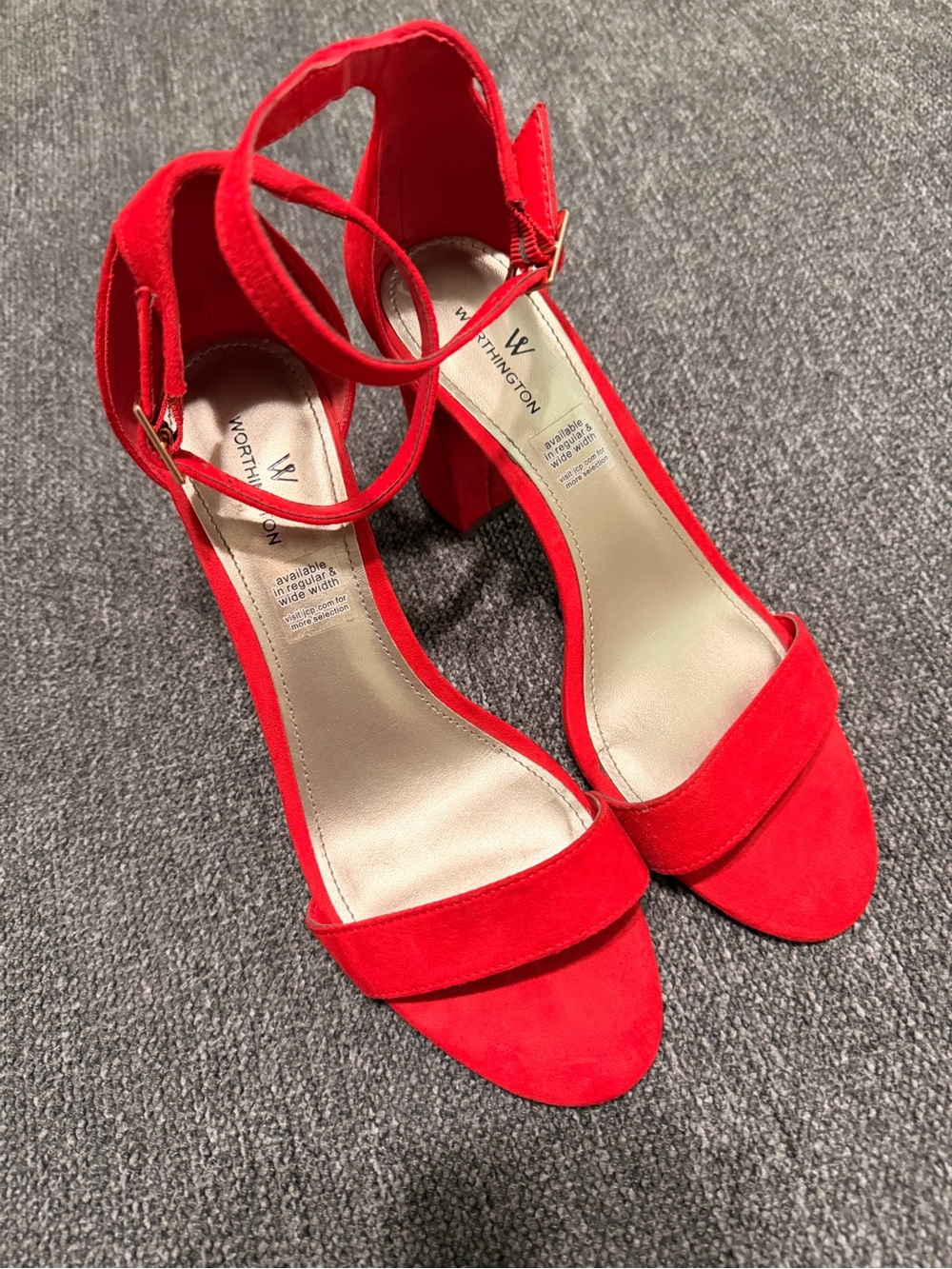 Worthington Vibrant Red Velvety Heels Size 8W